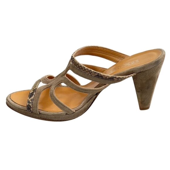 SALAMBO Shoes Mules Heel Sandals Suede w/ Snake Women's Size Eu 39 US 8.5 - Picture 6 of 10